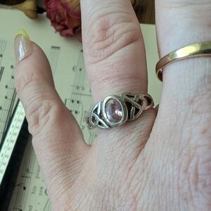 Silver and Pinky Purple Gemstone Knot Ring Size 6.5
